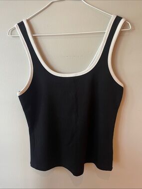 Black Tank Top with White Trim - Women's Top